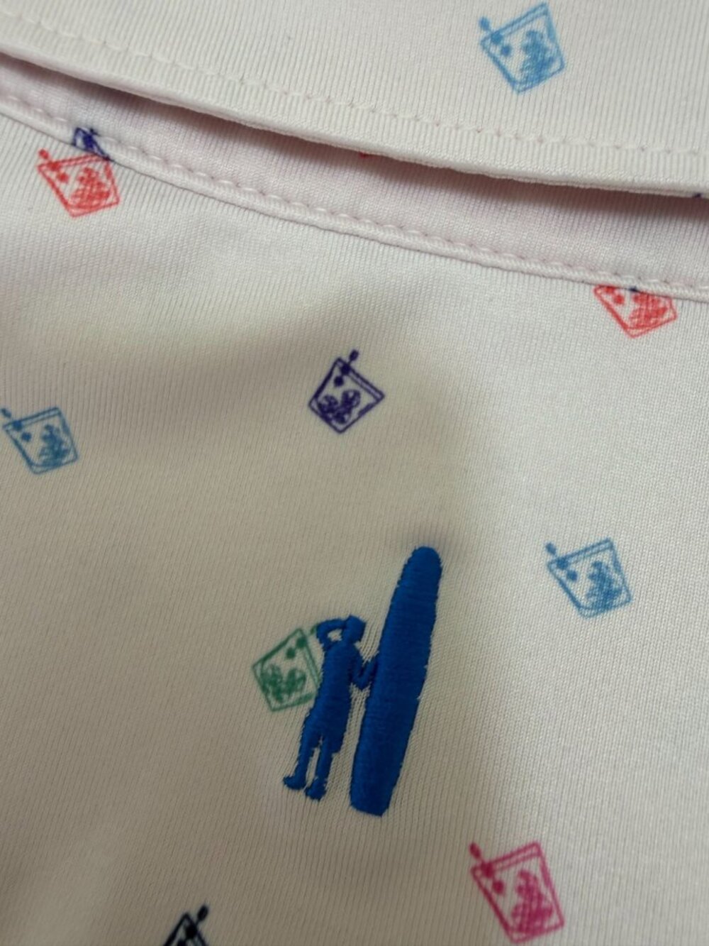 Johnnie-O Performance Polo Shirt XL Pink All Over Drink Print AOP Golf UPF 50